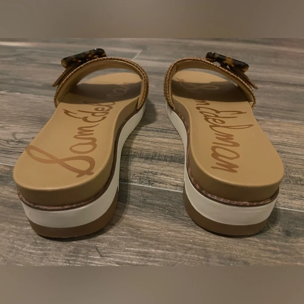 Sam Edelman Ariane Big Buckle Platform Slide Sandal in Cuoio Sz. 8.5 - Picture 5 of 9